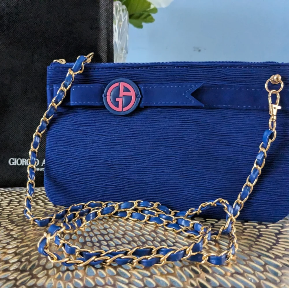 Giorgio Armani Royal Blue Clutch with Gold Accents - Picture 5 of 8
